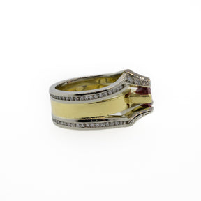 Two-Tone Gold Pink Tourmaline & Diamond Ring