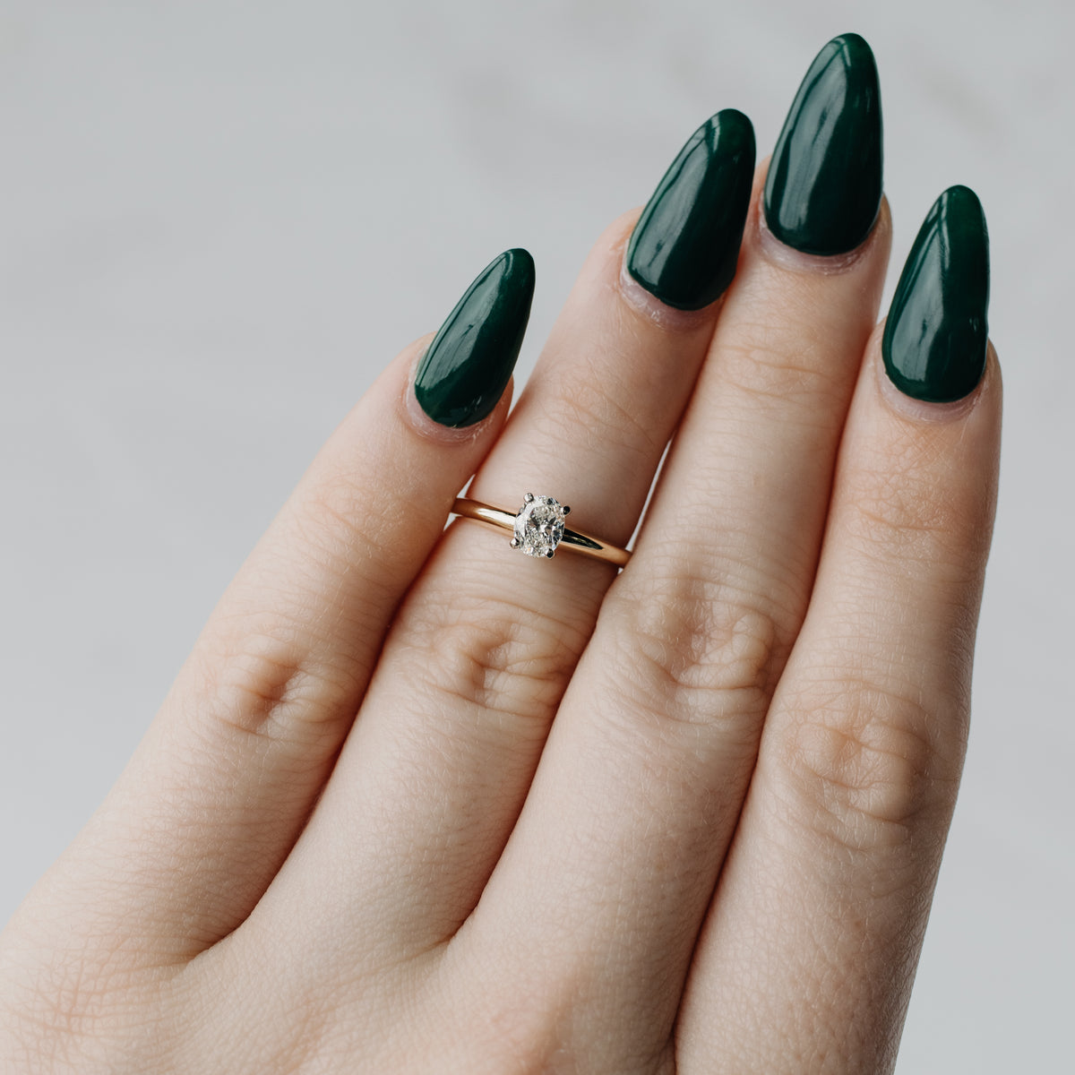 -Oval Solitaire Natural Diamond Ring