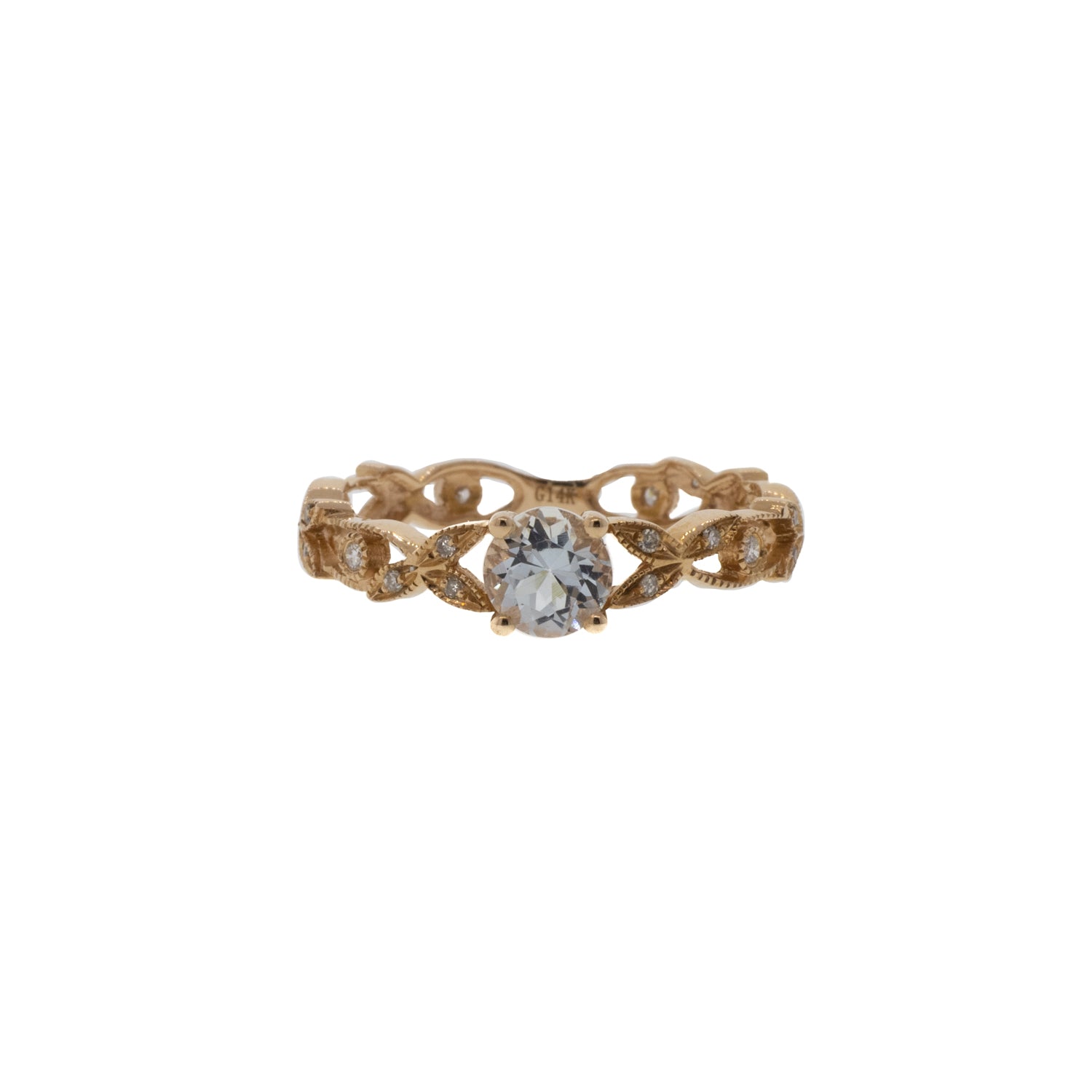 Rose Gold .50ct Natural Aquamarine and Diamond Ring