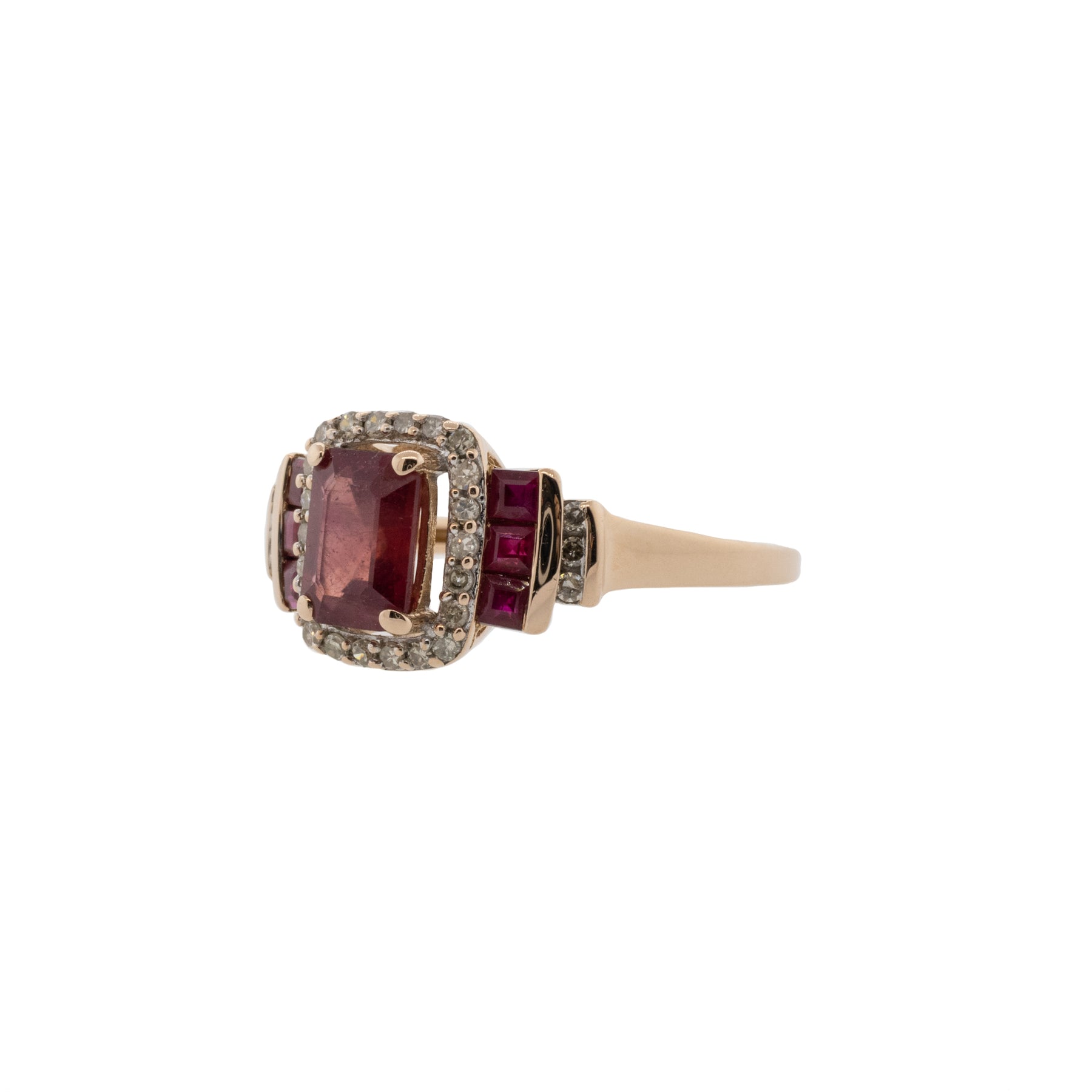 Natural Ruby and Diamond Rose Gold Ring