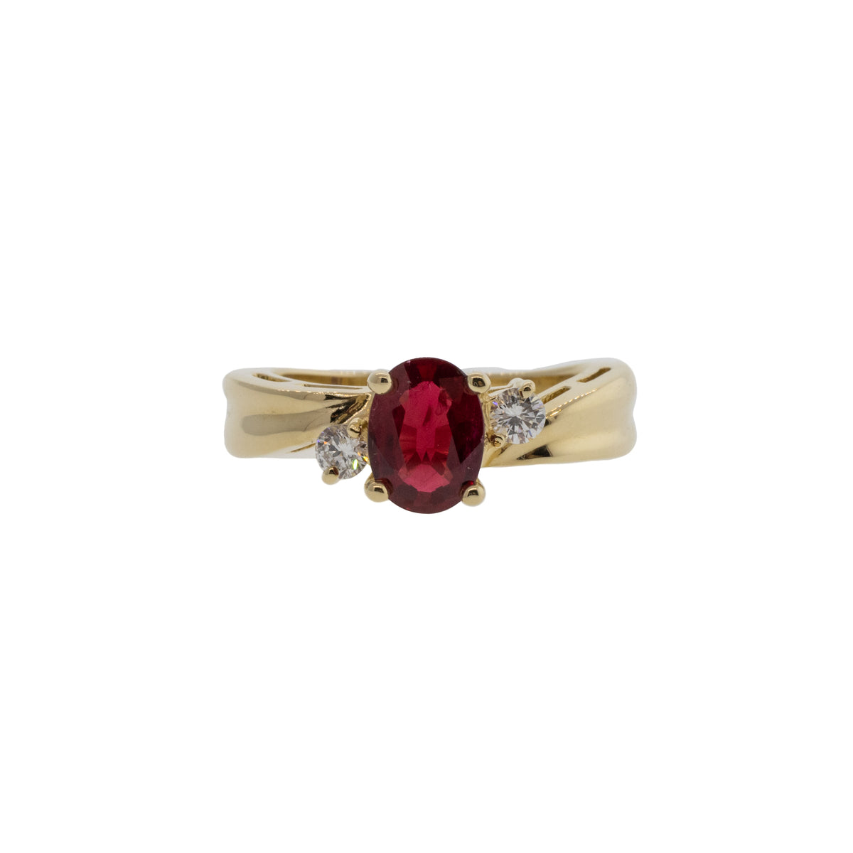 Natural Oval Ruby and Diamond Ring