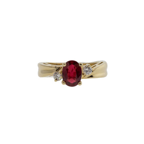 -Natural Oval Ruby and Diamond Ring