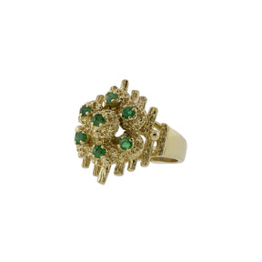 Mid-Century Brutalist Emerald Cluster Ring