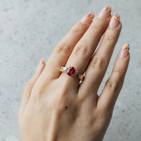 -Natural Oval Ruby and Diamond Ring