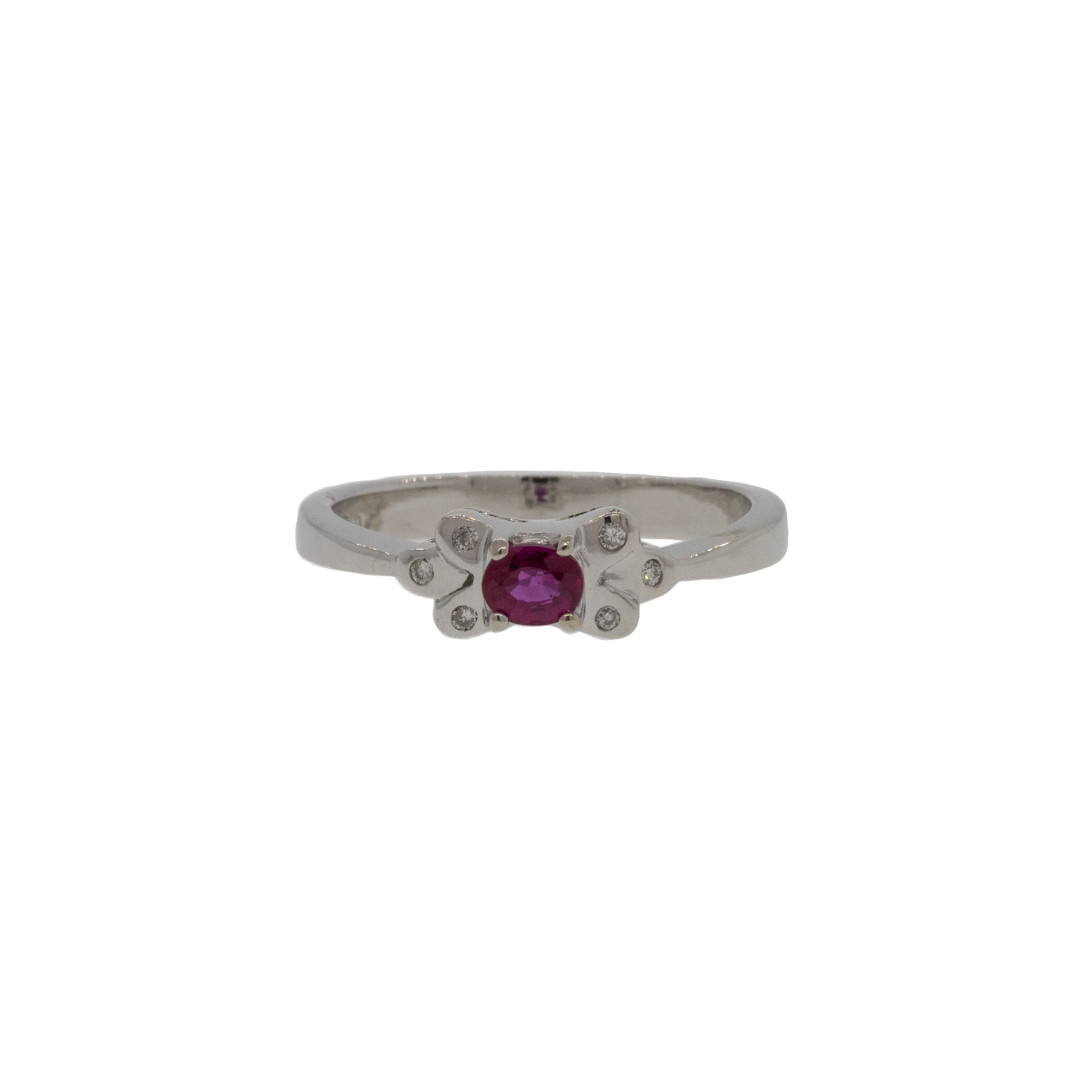 Natural East/West Oval Ruby and Diamond Ring
