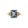 Synthetic Blue Quartz and Yellow Gold Ring