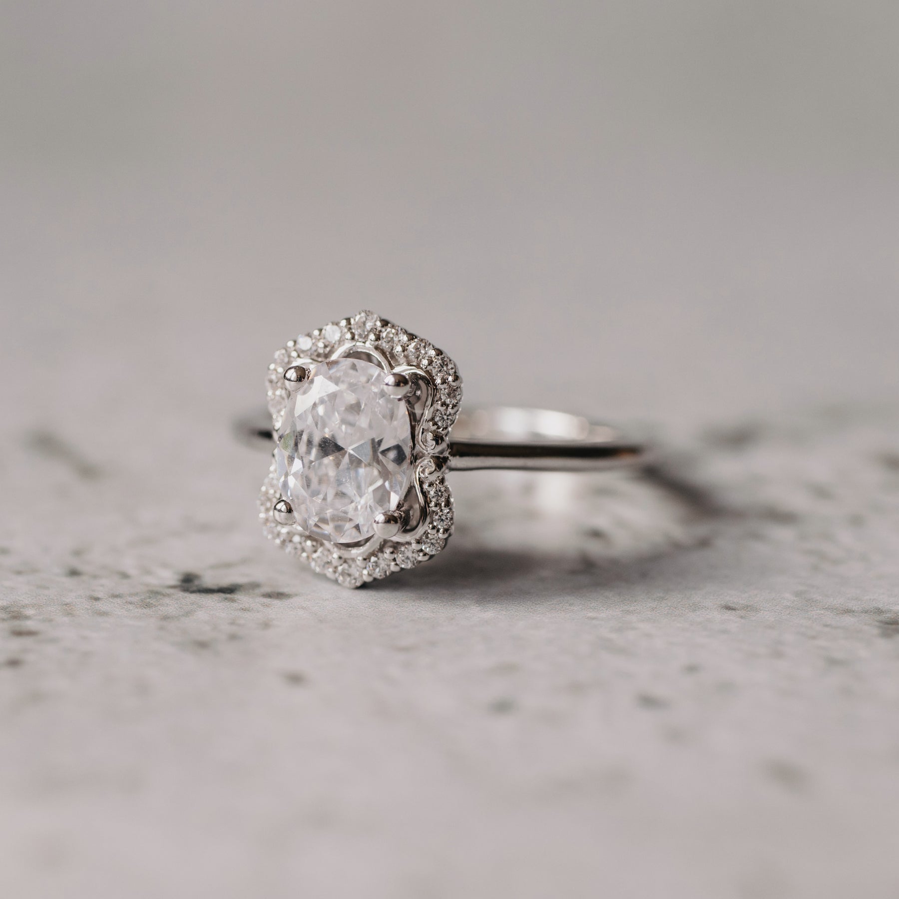 2.00 Ctw Oval Cut Hidden Halo Lab Grown Diamond Engagement Ring in 14 Karat  White Gold