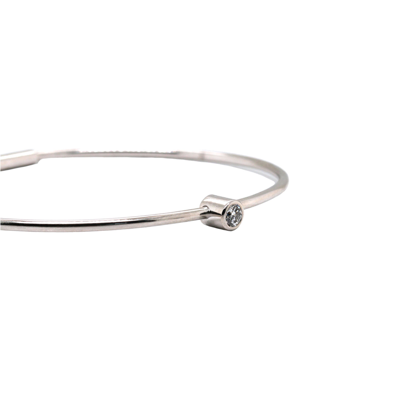 Diamond Solitaire White Gold Bangle Bracelet