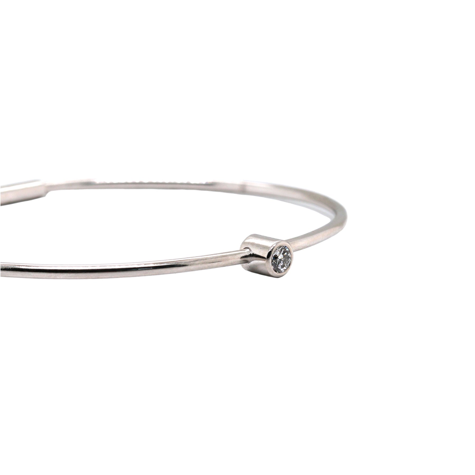 Platinum Bangle for Women with Centre Lining of Diamond Cutting JL PT 624
