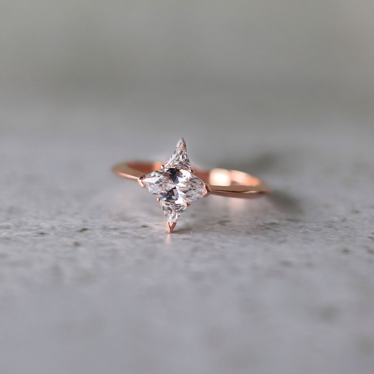 Marquise Cut East West 14K Rose Gold Engagement Ring