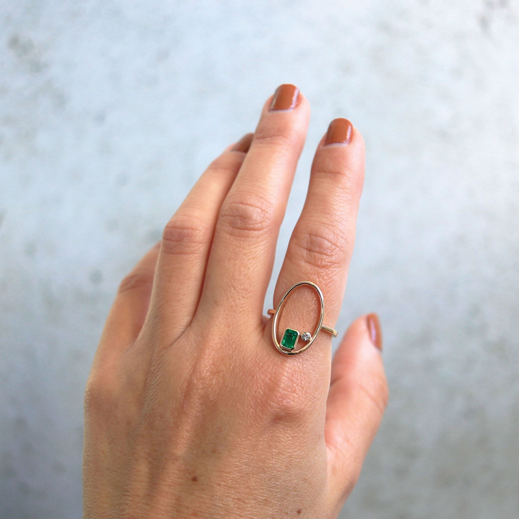 The Safiya Ring with Emerald and Aquamarine