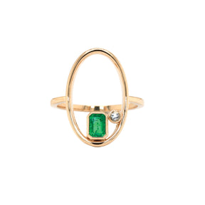The Safiya Ring with Emerald and Aquamarine