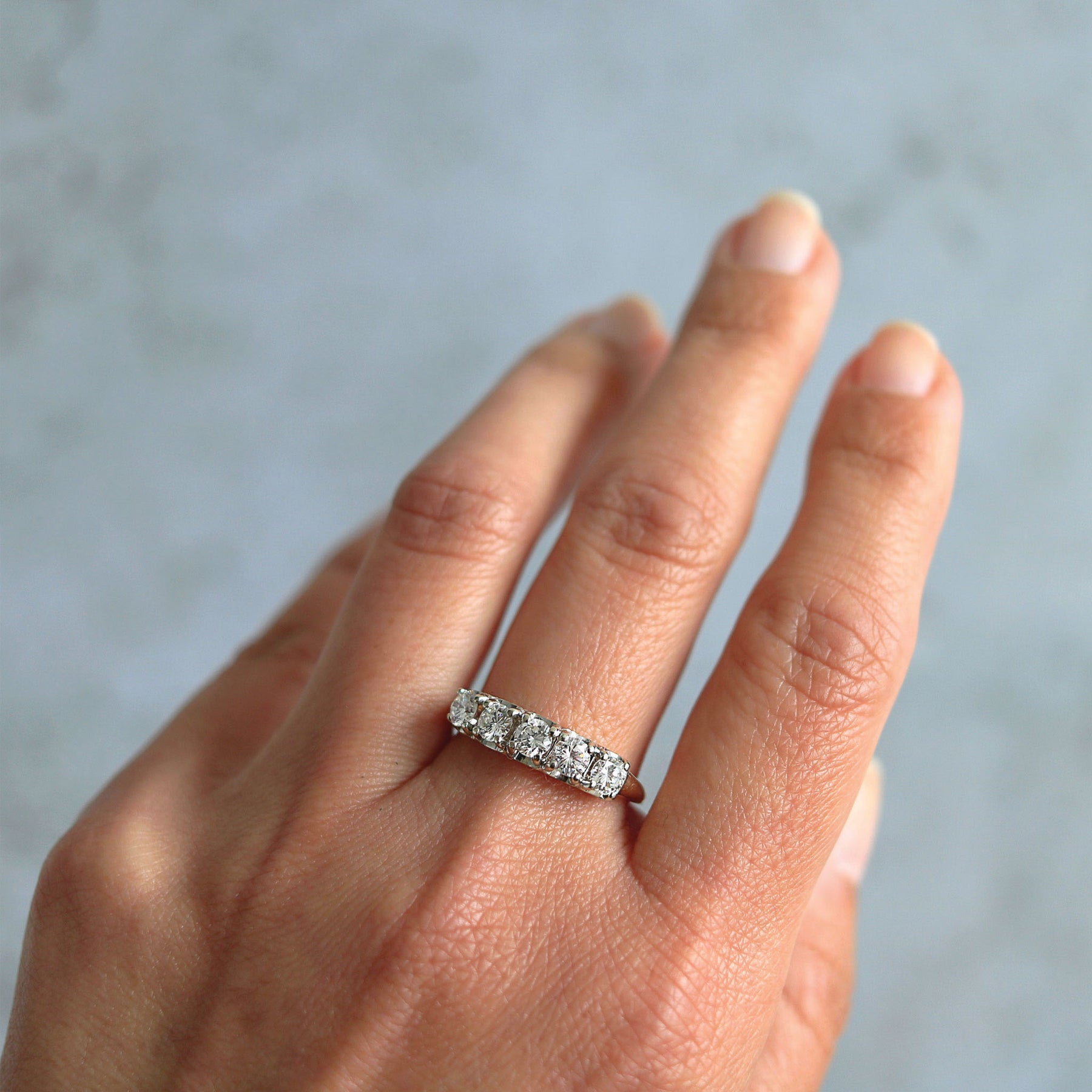 Platinum Five Stone Oval Cut Sapphire and Oval Cut Diamond Ring – Mallory