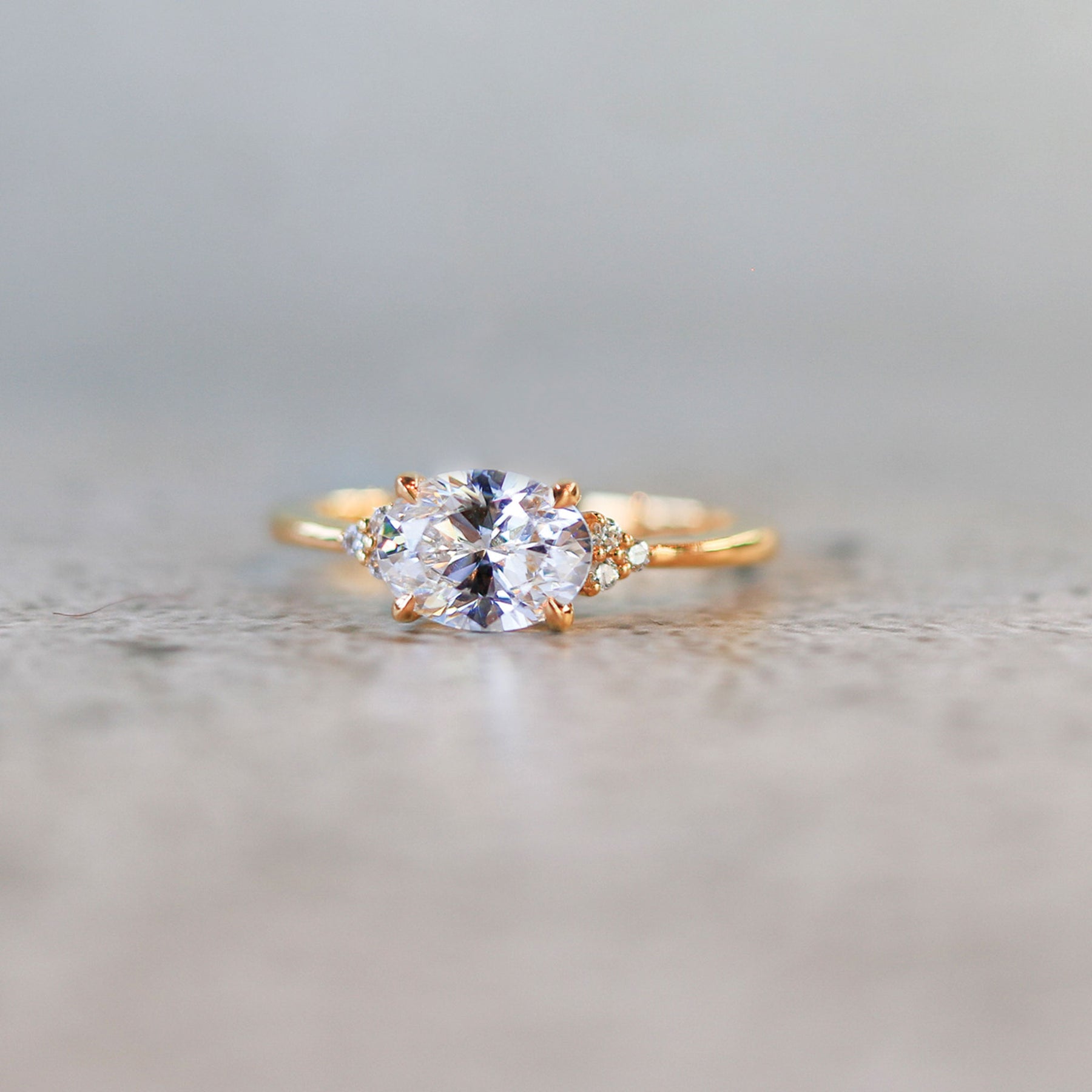 DiamondIdeals.com | Custom East West Oval Engagement Ring