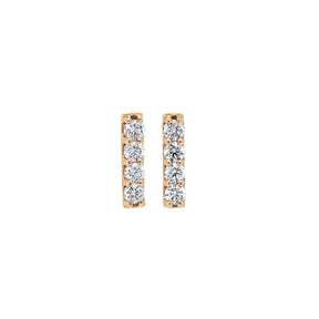 Yellow Gold Bar Earrings with Lab Diamonds