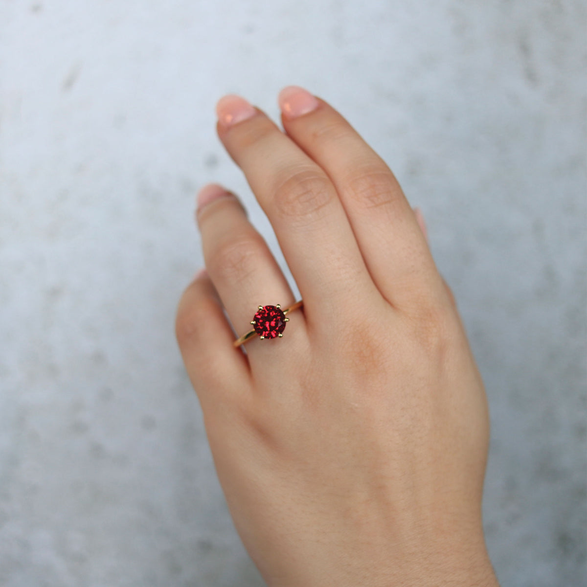 Lab-Grown Solitaire Ruby 14K Gemstone Engagement Ring