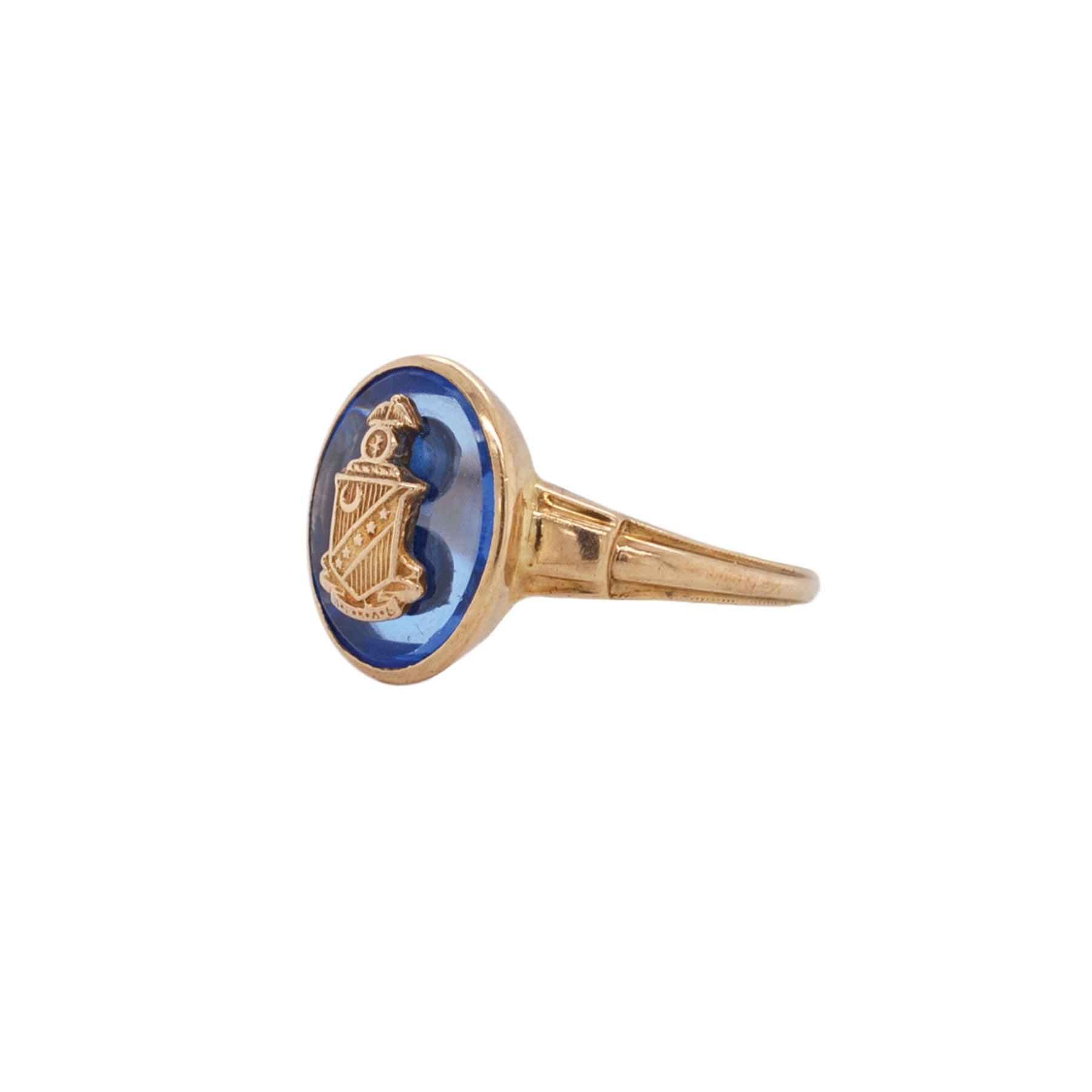 Oval Lab Sapphire Vintage Fraternity 10k Ring