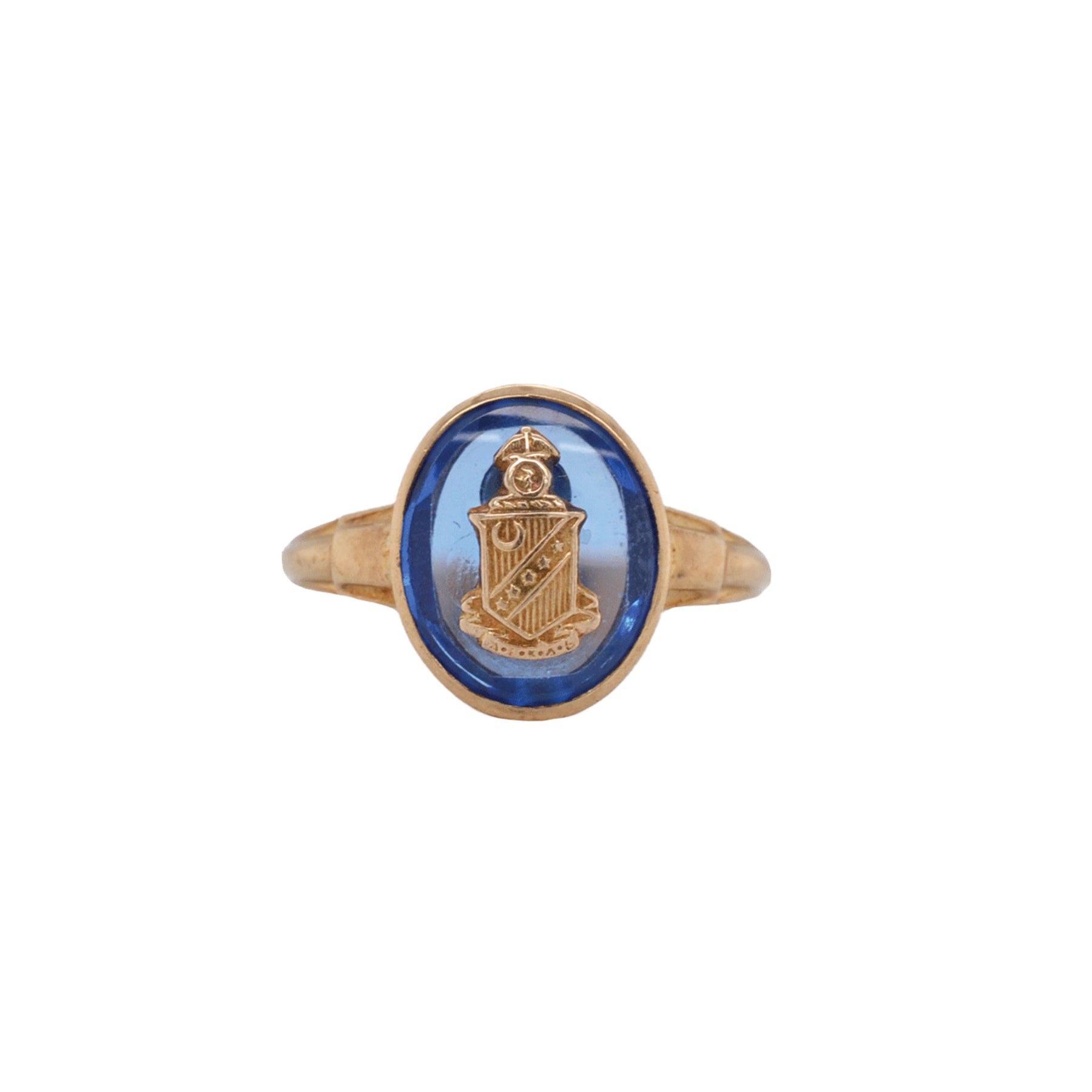 Oval Lab Sapphire Vintage Fraternity 10k Ring