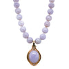 Cabochon Cut Lavender Jade and Diamond Enhancer Pendant &amp; Necklace