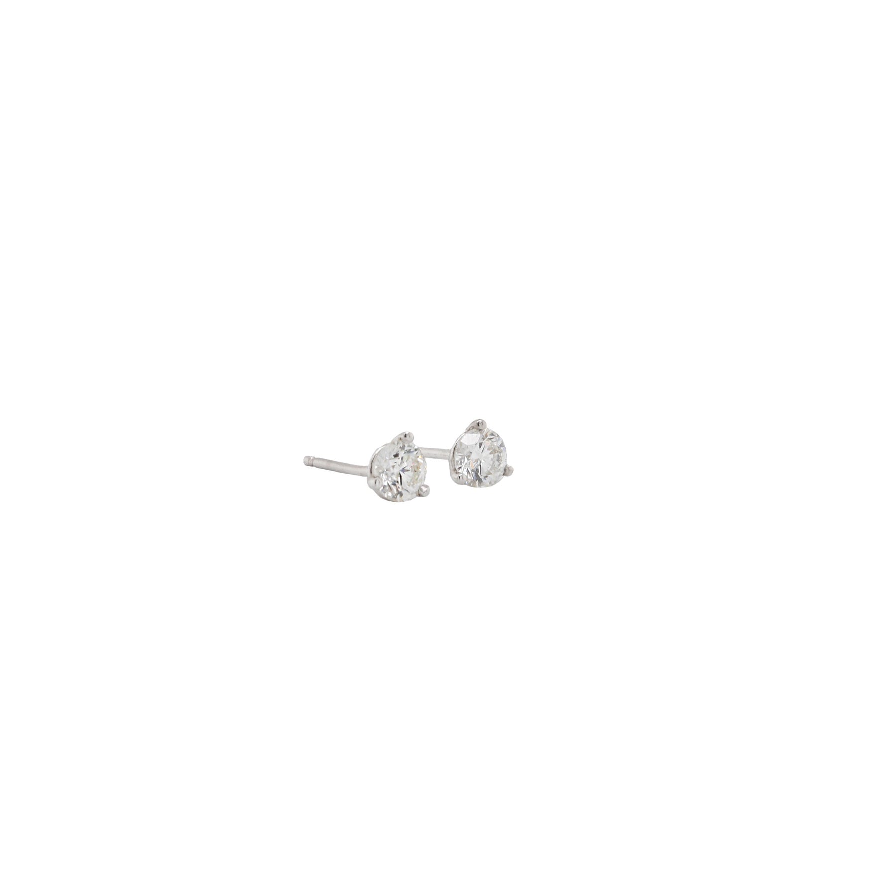 Three-Stone Sparkler Studs | Unique White Diamond Stud Earrings 14K White Gold by Marrow Fine