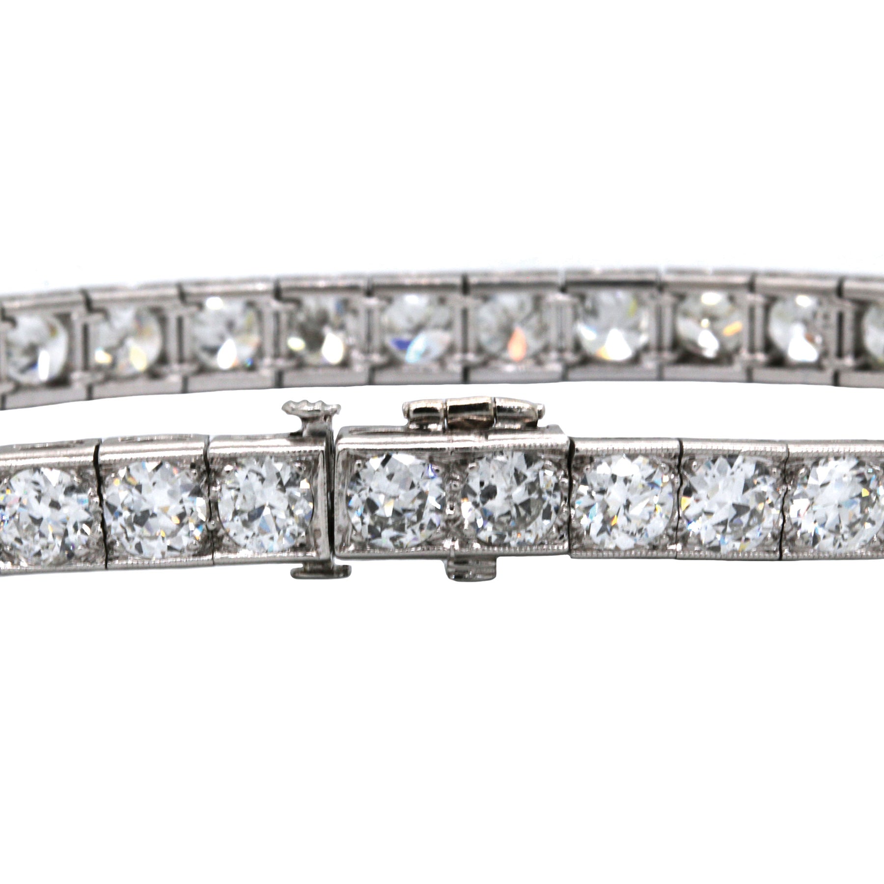 Art Deco Old European Cut Diamond Platinum Line Bracelet