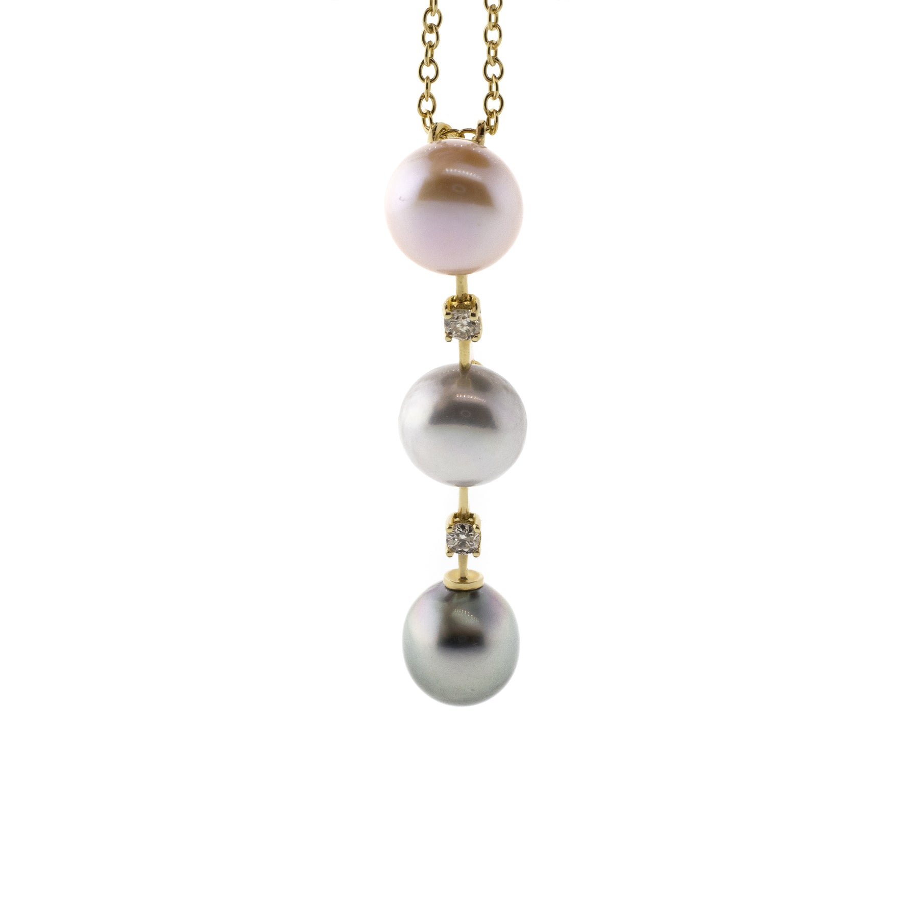 Dyed Freshwater Pearl Trio Pendant with Diamond Accents