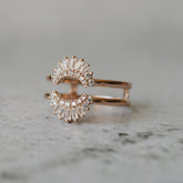 14K Rose Gold Natural Baguette And Round Diamond Ring Guard
