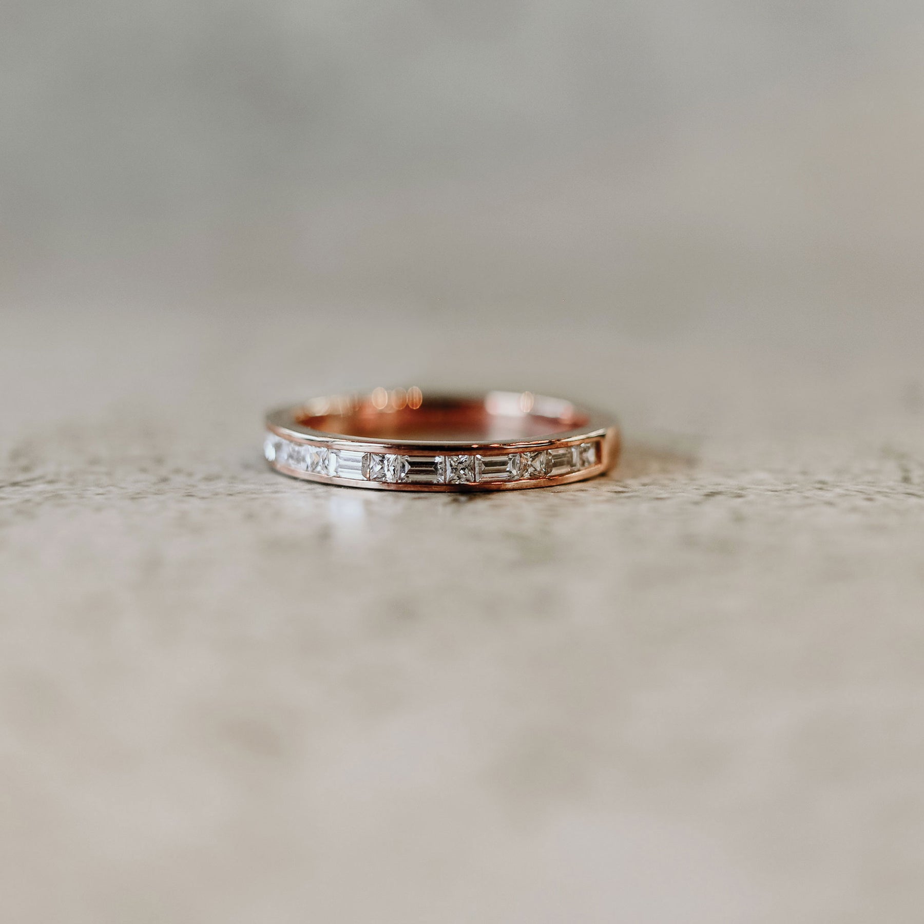 Channel-Set Diamond 14K Rose Gold Wedding Band