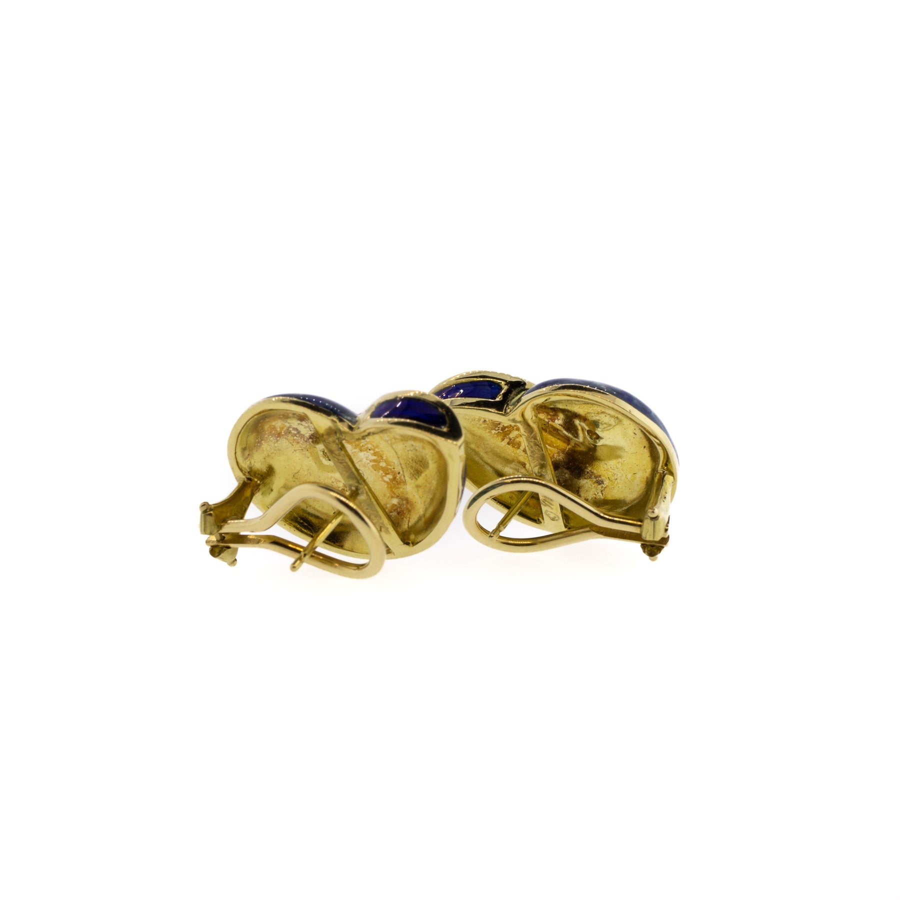 Diamond & Enamel Shell 18K Yellow Gold Earrings