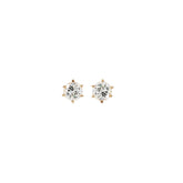 Six Prong Diamond & Yellow Gold Studs