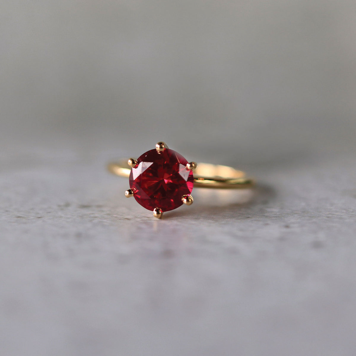 Lab-Grown Solitaire Ruby 14K Gemstone Engagement Ring