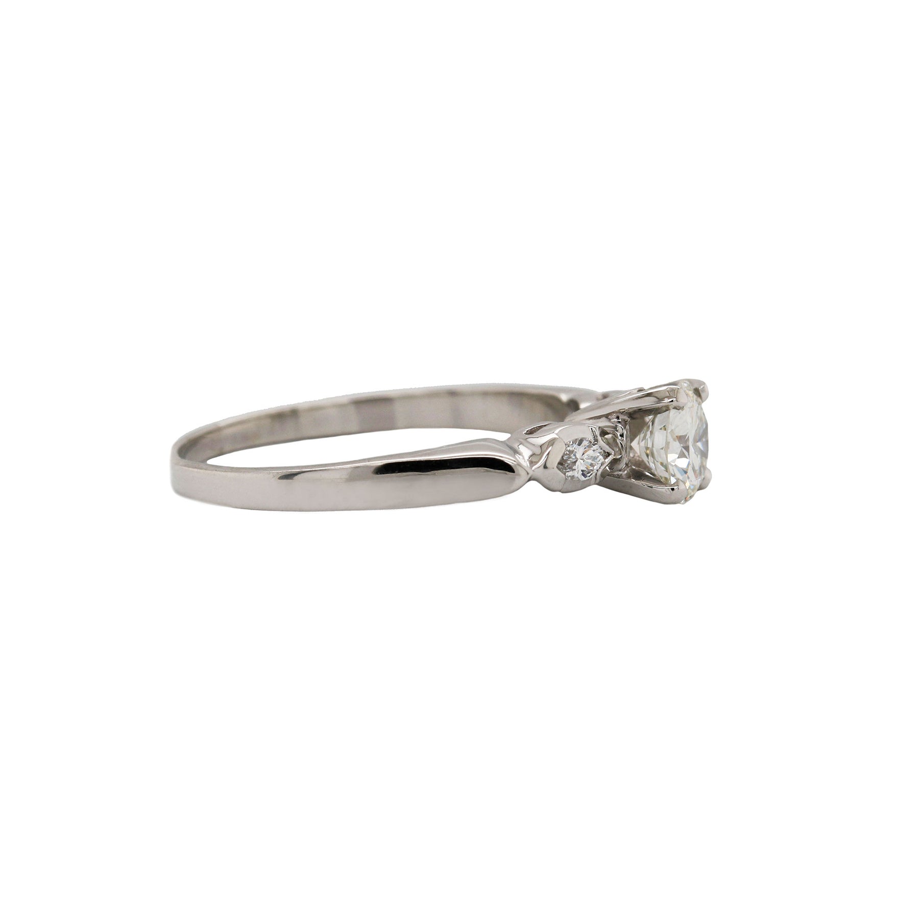 Platinum Petal Three Stone Floral Ring