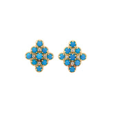 Geometric Earrings with Natural Diamonds and Turquoise