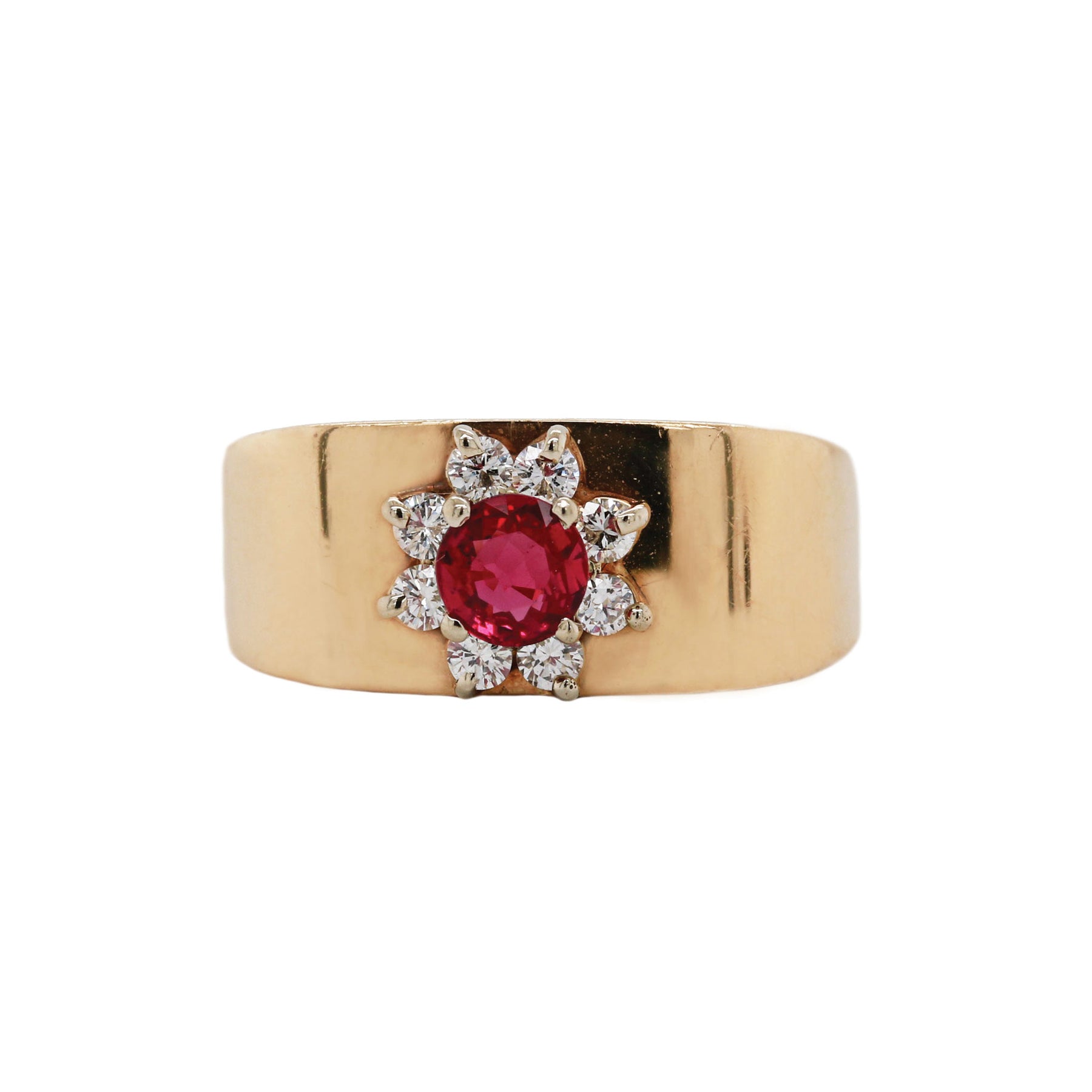Thai Natural Ruby & Diamond Halo Floral Ring