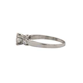 Platinum Petal Three Stone Floral Ring