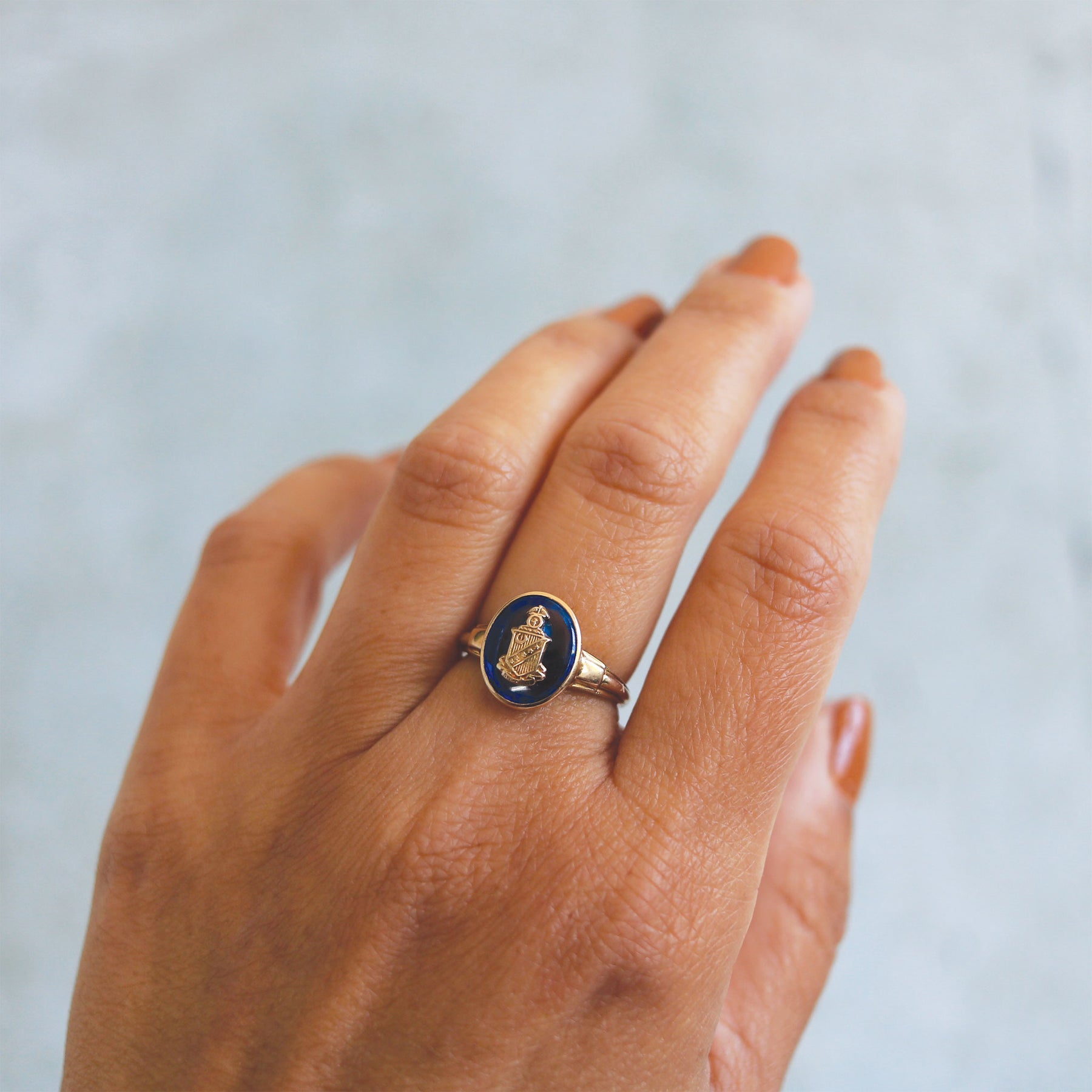 Oval Cut Sapphire Vintage Sorority Ring