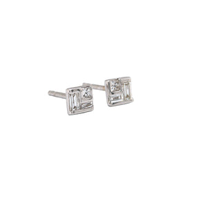 Diamond & White Gold Geometric Square Stud Earrings