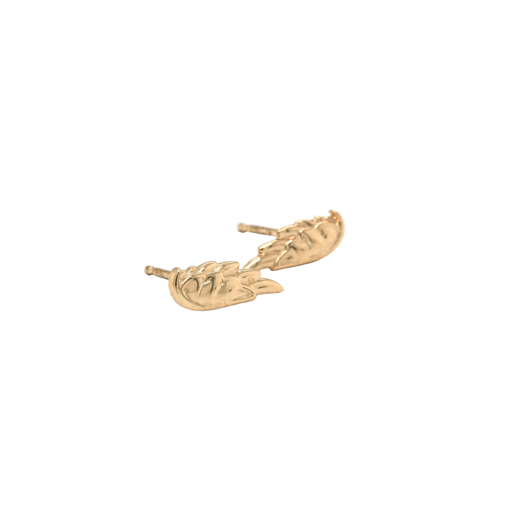 14K Yellow Gold Wing Stud Earrings